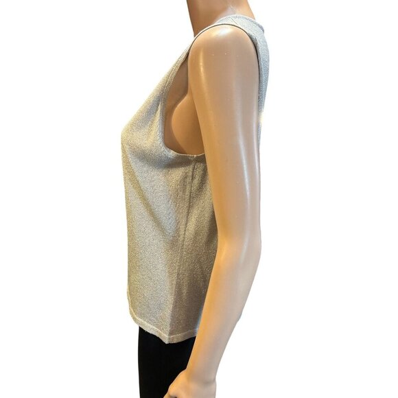 (5 for $25) Compositions Silk Silver Sparkle Sleeveless Blouse Shell size Large - Picture 3 of 6